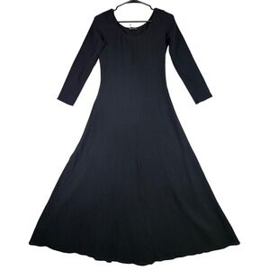 Vintage MDG Dress Women's Medium Black Lace Up Corset Back Maxi Long Sleeve 90s